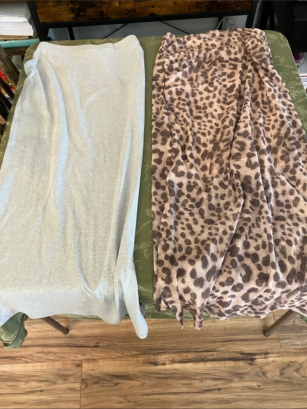 Grey Maxi Skirt with Subtle Shine in the leopard bundle of 2!